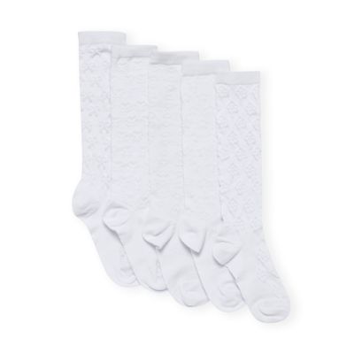 Girl's pack of five white textured socks